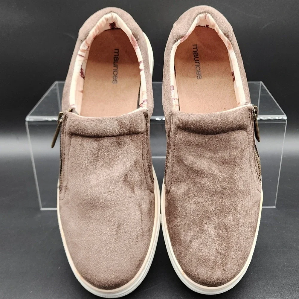 Maurices 9 Brown Tegan Platform Zip Up Sneaker Faux Suede Boho Casual Streetwear